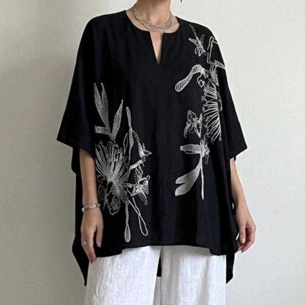 Escada Black Cardigan with White beaded details